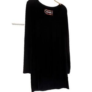 Anthropologie Pure + Good V-Neck Long Sleeve Soft Hi Lo Tunic Tee Black Small
